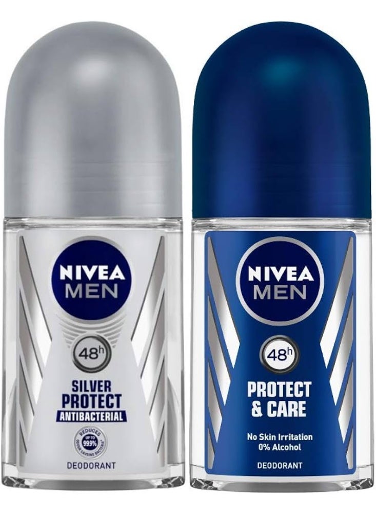 Nivea PROTECT & CARE, SILVER PROTECT ANTIBACTERIAL (PACK OF 2) Deodorant Roll-on - For Men & Women (100 ml, Pack of 2) - Image 2